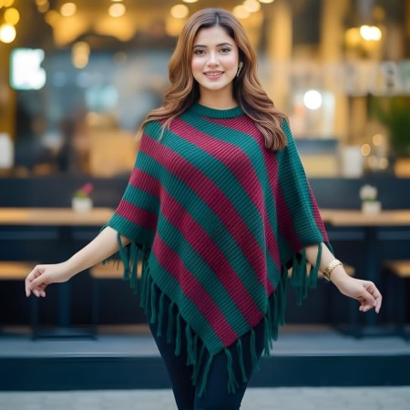 MARUN/GREEN  PONCHO